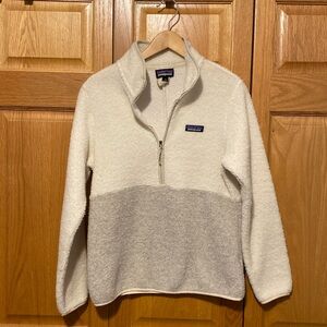 Patagonia Cream and Gray Half-Zip Sweatshirt